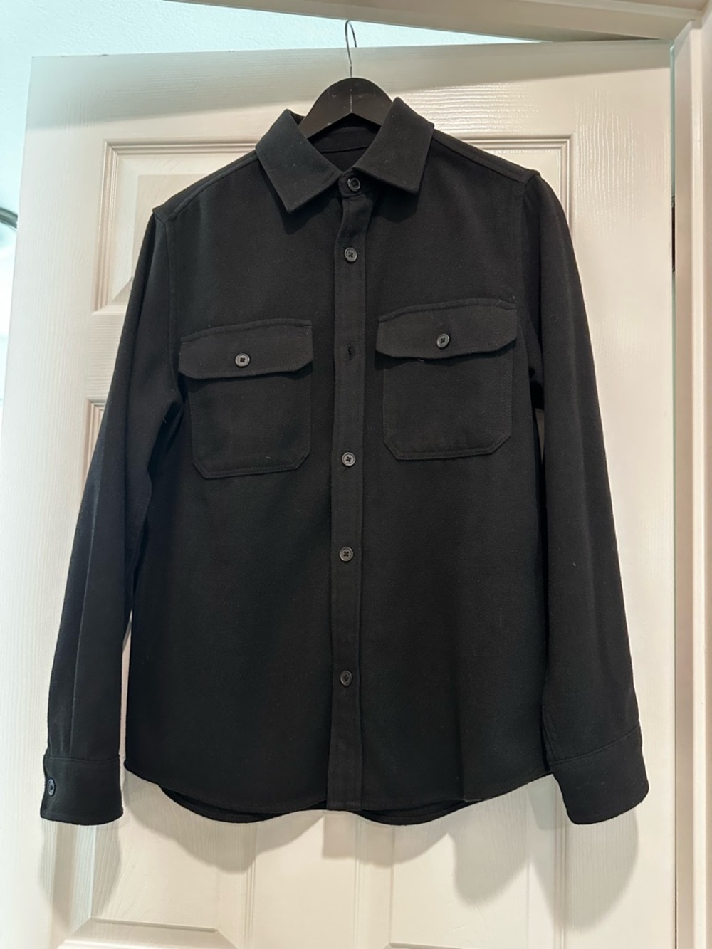 H&M Black Button-Front Utility Shirt Jacket